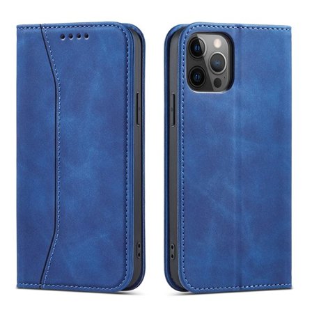 Magnet Fancy Case Case för iPhone 12 Pro Max Pouch Card Wallet Card Stand Blue