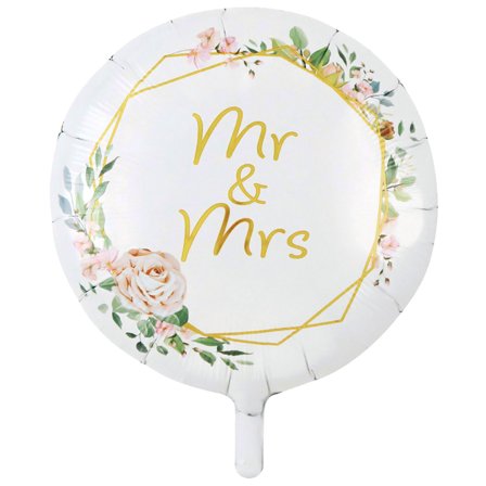 Rund Folieballong Mr & Mrs 46 cm