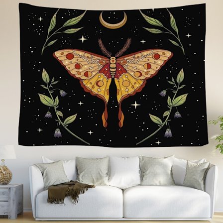 Gotisk Møl Gobelin Sol Måne Stjerne Blomster Heks Gaver Hængende Gobelin Hippie Væg Dekoration Tæppe til Soveværelse Stue Sovesal Hjem Dekoration 
