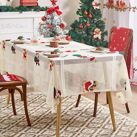 Julduk med broderad spets 140x100/140x200/140x240/140x330cm valfritt Vinterfest rektangulär lämplig för juldekoration Santa Claus 140*220