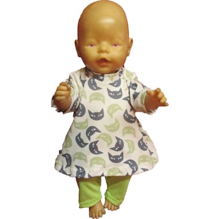 Tunika med kattbild/tights till Baby Born, dockkläder