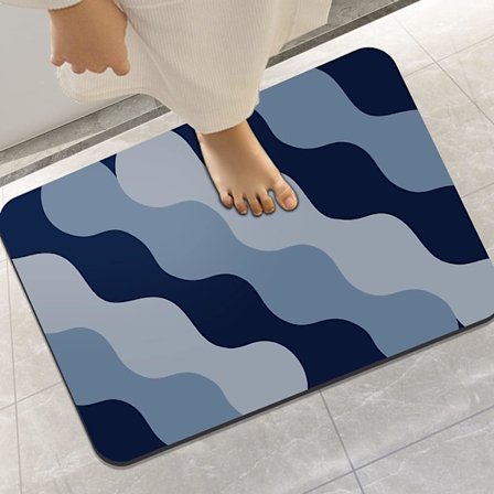 Hurtigtørrende bademåtte til badeværelset, skridsikker diatoméjord bademåtte, supervandsabsorberende bademåtte, gummibagside, tynd sten bademåtte, 