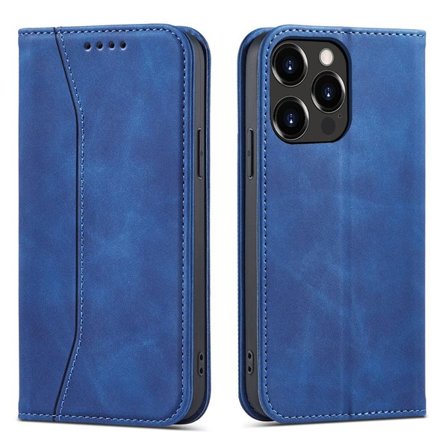 Magnet Fancy Case-etui til iPhone 14 Pro flip cover wallet stand blå