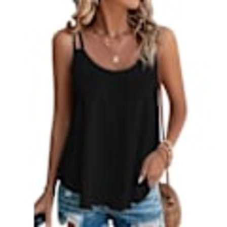 Dame vest, sommer camisole, sommermode, ærmeløs skjorte Sort XL