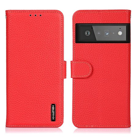 Khazneh Litchi Plånboksfodral till Google Pixel 6 Pro - Röd