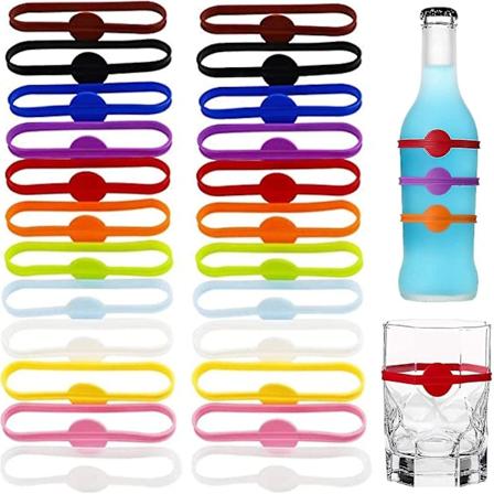 24 stk Silikon Drikkemarkører, Vinglass Charms For Festglass Kopper Bokser Identifikasjon, Glassmarkører For Drikke (FMY)