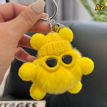 Mini Rex nøglering Fluffy nøgleringe Smykker Pom Pom nøglering