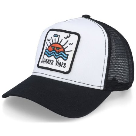 Iconic - Vit trucker Keps - Summer Vibes Sunset Patch White/Black Trucker @ Hatstore