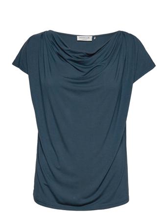 Linnen T-Shirt T-shirts & Tops Short-sleeved Blå Rosemunde