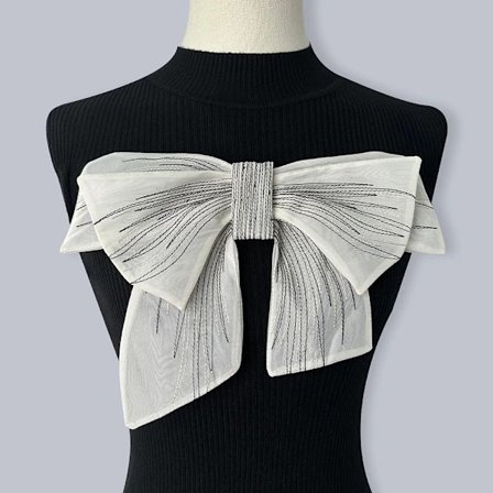 Big Chiffon Sløyfe Brosje Pins Håndlagde Brosje HVIT