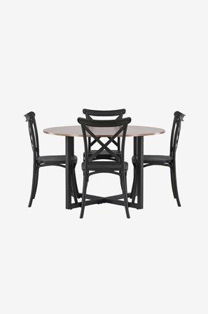 Venture Home - Spisegruppe Durango med 4 stk spisestoler Crosett - Brun - Spisegrupper - Fra Homeroom