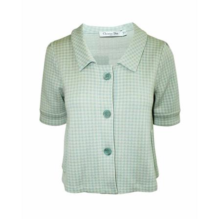 Dior Vintage Pre-Owned Checked Classic Jakke Blå, Dame