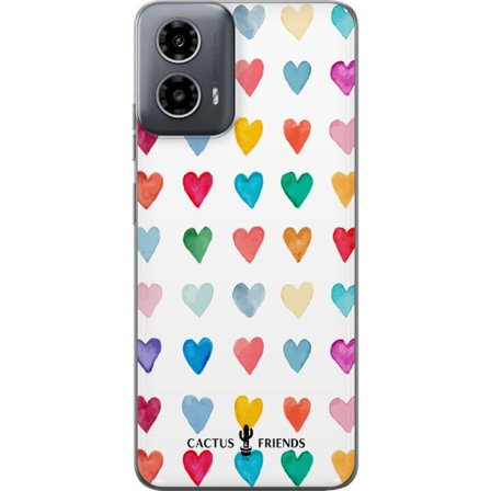 Kompatibel Mobilcover til Motorola Motorola Moto G34 Cactus and Friends - Watercolor Love Grid