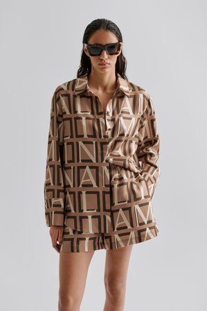 Malina - Felicity shirt - L - Monogram Tan