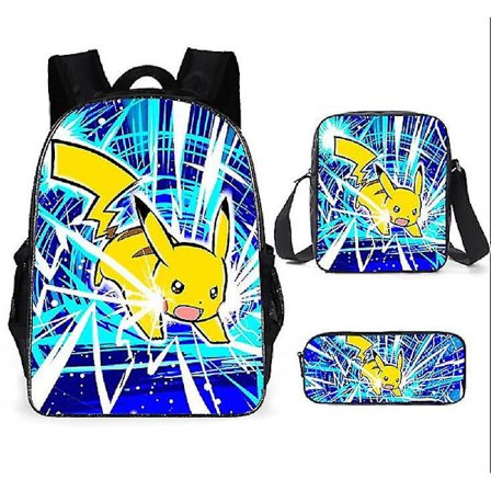Sencu Pocket Pikachu 3-delat set - Skolväska, ryggsäck och E