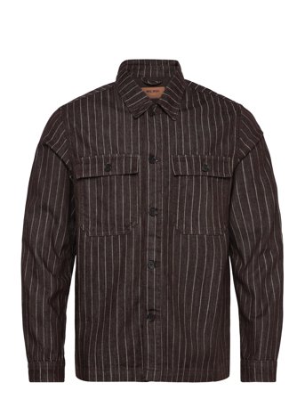 Mmgmatteo Brown Stripe Overshirt Black Mos Mosh Gallery