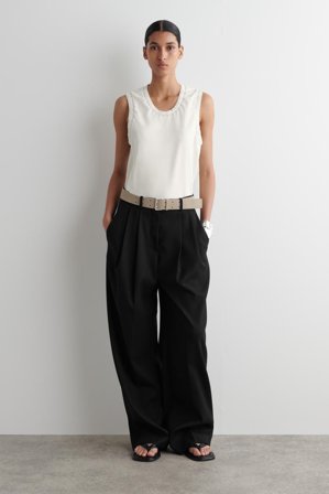 COS Women's Top De Algodón Con Fruncidos in Blanco