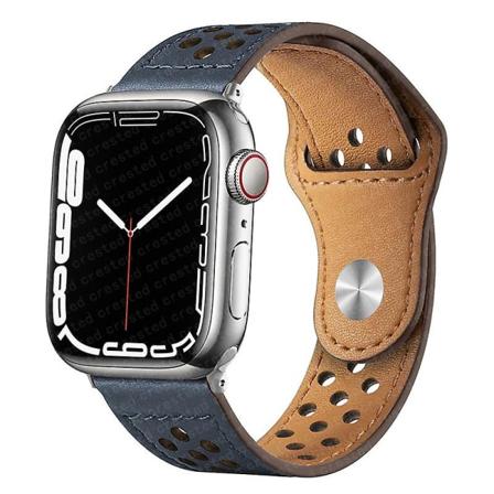 Læderrem til Apple Watch Band 49mm 44mm 40mm 45mm 41mm 42mm 38mm Correa Armbånd Iwatch Series 3 4 5 6 Se 7 8 Ultra Strap Midnight blue 38mm 40mm 41mm