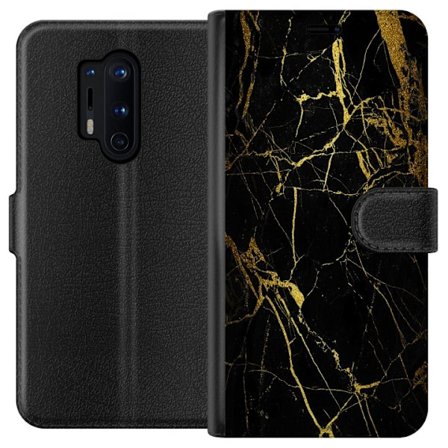 Yhteensopiva Lompakkokotelo OnePlus OnePlus 8 Pro Marmori Musta & Kulta