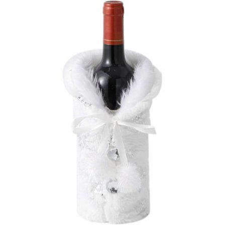 Julevinflaske Cover Jule Snøfnugg Mønster Flaske Cover Plysj for Borddekor Julevinflaske Cover - Sølvfarget (LGL)