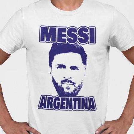 Messi Argentina hvid t-shirt med udskæring Red 140cl 9-11 år