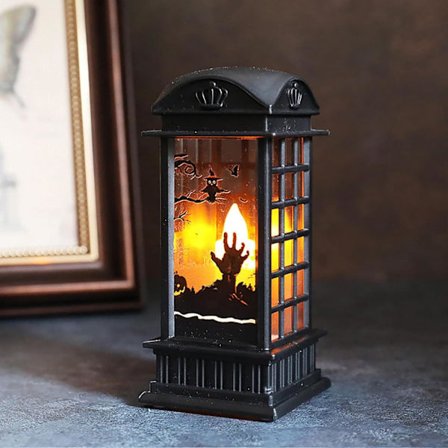 Halloween Lantern-light-up Pumpa Vintage Style Dekorativ Lantern Flame Effect LED Light Lantern för Halloween Party Dekoration (11,5*5,3 cm Sunmostar