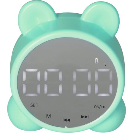Katt-høyttaler stilig oppladbar vekkerklokke barnehage (grønn)