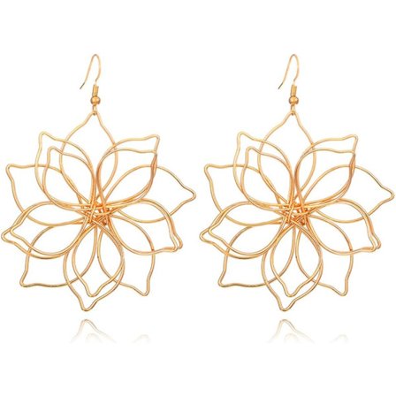 Håndlagde Store Lette Tråd Blomsterblad Hengende Øredobber Overdrevne Metalltråd Store Blomst Statement Øredobber Sommer