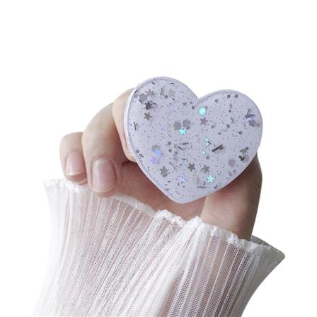 Heart Glitter Mobilhållare / Mobilgrepp - Vit Vit