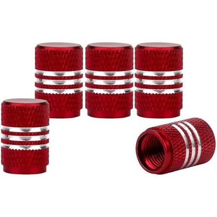 5 stk. Bilstøvhætter Rundt Om Aluminiumshjul Dækventilhætter Rød