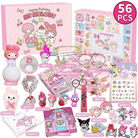 Adventskalendere, Sanrio-figurer i blinde bokser, leker for jenter, nedtelling til jul, julepynt - Xin Melody