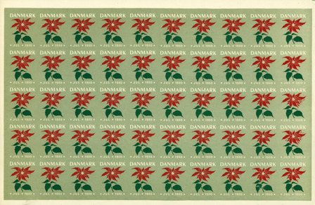 Danmark - julmärkeark 1950 - Utakket - Ufoldet
