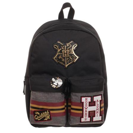 Harry Potter Patches Backpack Med Pin Badge Ryggsäck Väska 44x33 Grå One Size