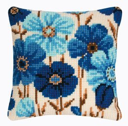 Broderikit Kudde Blå blomster - Vervaco