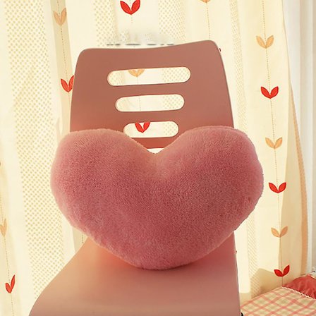 Hjerteformet Pude Plys Farveblokeret Rosa Grøn Rød Gul Kærlighedspude Sofa Dekoration Pude 46*32cm