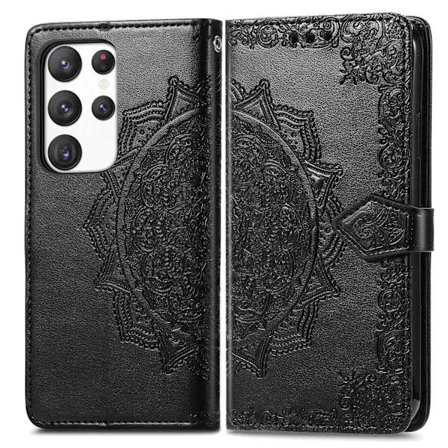 Etui til Samsung S23 Ultra svart Full dekning kortspor lommebok