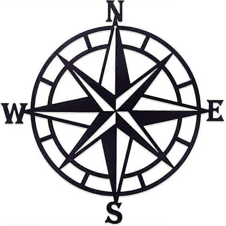 Svart metall dekorativt nautisk kompass veggdekor, havtema veggkunst for innendørs og utendørs