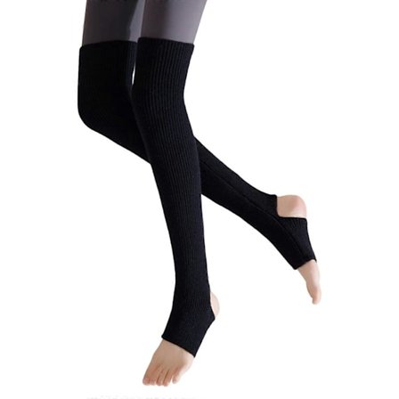 Multifunktionelle ribstrikkede lange strømper til kvinder, stigbøjler, benvarmere, knæhøje lårhøje støvlestrømper til yoga ballet dans vinrød