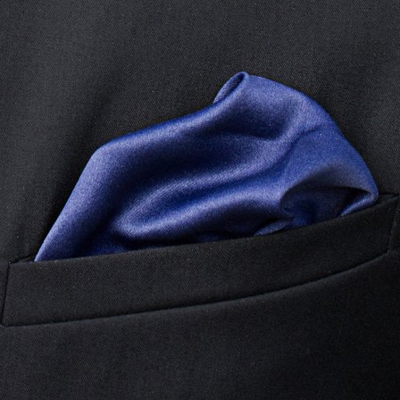 Pochette de costume unie bleu marine brillant pour hommes - Pochettes de costume de couleur unie