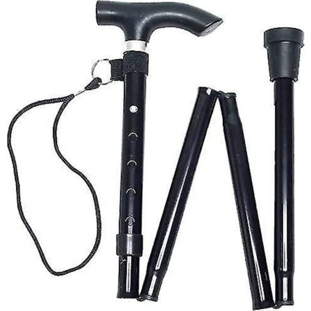 Sammenklappelig stokkestok, fleksibel og holdbar gåhjælp, sammenklappelig stok og mobilitetshjælp, justerbar fra 33-37 tommer