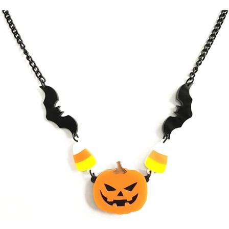 Pingyongchang Halloween Sød Græskar Akryl Halskæde til Kvinder Punk Cool Bat Vedhæng Halskæde Halloween Kostume Tilbehør