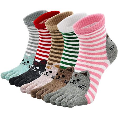 Tåstrømper til kvinder, bomuld, sportsstrømper med separate tæer, tåstrømper til kvinder, bløde og