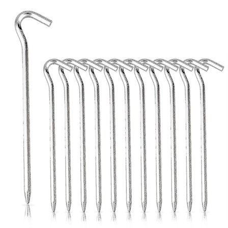 12 stk teltplugger, teltplugger i aluminium med krok 7" sekskantet stangplugger spiker pigg hageplugger campingplugger for pitching telt baldakin
