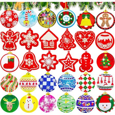 Diamantmaleri Julehæng, 30 stk. 5D Julediamant Pa