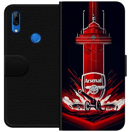 Yhteensopiva Lompakkokotelo Huawei P Smart Z Arsenal-embleemi, jossa tykki ja stadionmotiivi voimakkaassa punaisessa ja valkoisessa urheilusuunnittelu