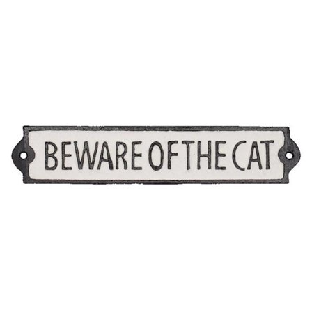 Dörrskylt "akta katten" i gjutjärn - Svart - L 25,8 x H 5,1 cm