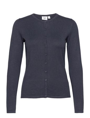 A8661, L/S Cardigan R-Neck Strikkegenser Cardigan Blå Saint Tropez