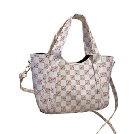 PU-trykt taske Alsidig Fashion Tote Håndtaske med stor kapacitet til kvinder pige White