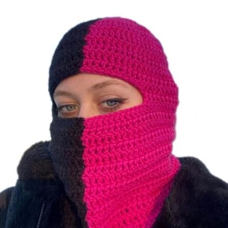 Balaclava-lue for høst og vinter, strikket lue, unik vinterlue, fotorekvisitter Black rose red