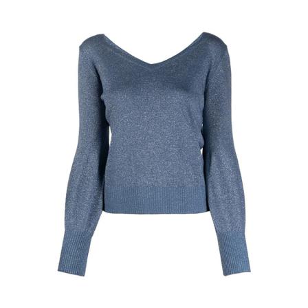 D.Exterior, V-neck Knitwear Blauw, Dames, Maat:L